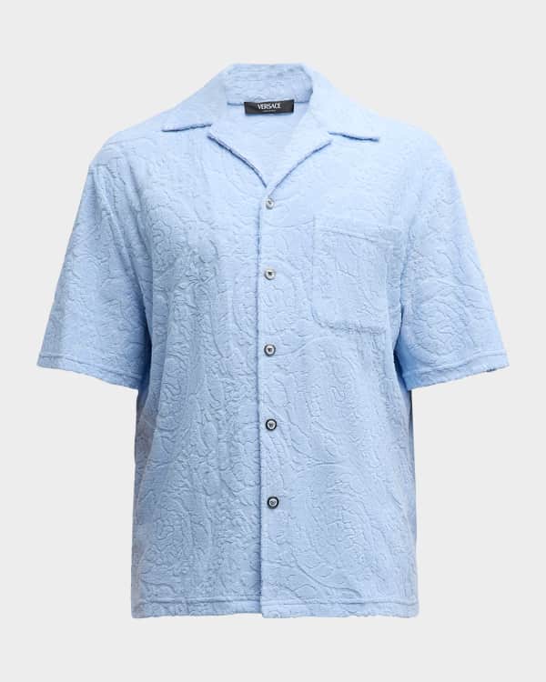 Versace Men s Baroque Print Silk Short Sleeve Shirt Neiman Marcus