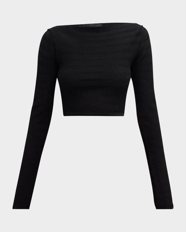 Balmain Logo Off The Shoulder Knit Crop Top Neiman Marcus