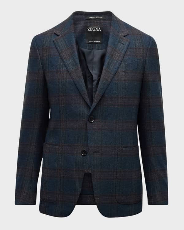 ZEGNA Men's Plaid Wool-Blend Sport Jacket | Neiman Marcus