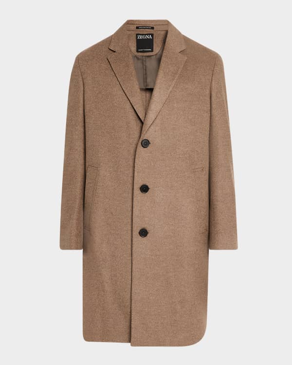Helmut Lang Men's Wool Overcoat w/ Knit Cuffs | Neiman Marcus