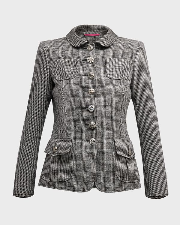 Alexander McQueen Tweed Short Jacket with Gold Knot Buttons Neiman Marcus