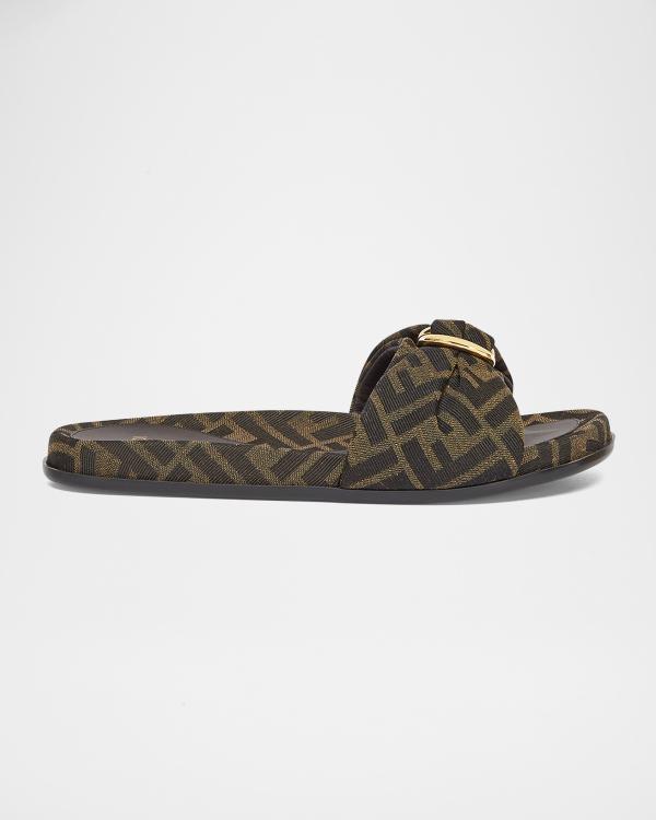 Fendi 95mm Python Metallic-Heel Slide Sandals | Neiman Marcus
