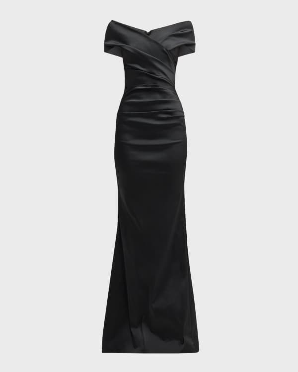 Tadashi Shoji Draped One-Shoulder Taffeta Crepe Gown