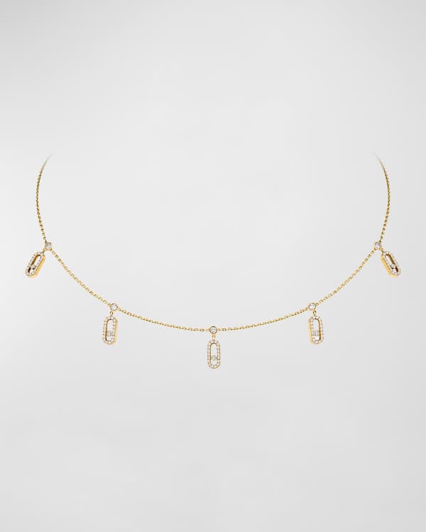 MOVE UNO PAVED DROP PENDANT CHOKER SILVER NECKLACE main image 1