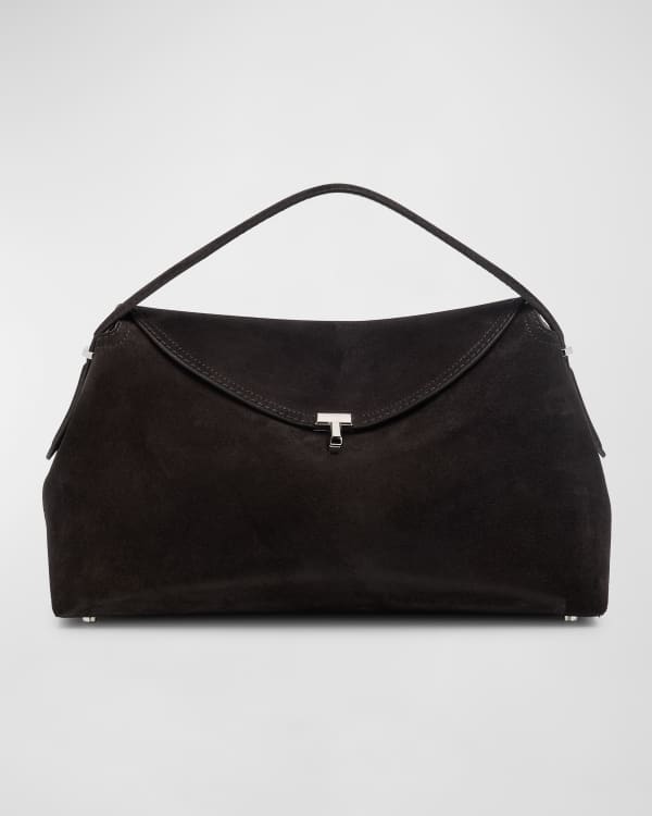 T Lock Suede Top-Handle Bag