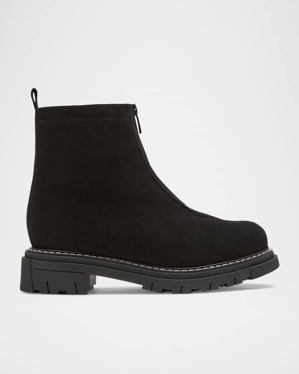 La Canadienne Adrianna Suede Shearling Zip Booties Neiman Marcus