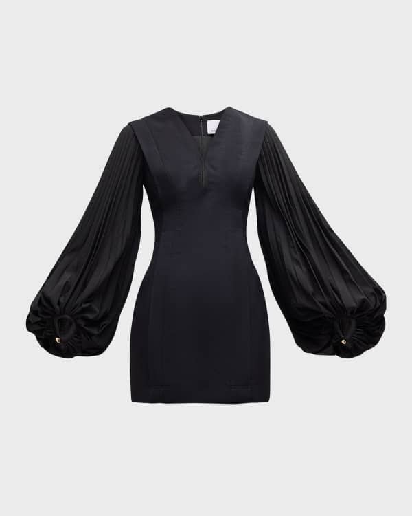Black Halo Como Long Sleeve Ruched Velvet Dress Neiman Marcus