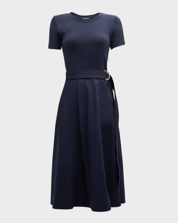 Harshman Novella Tie Front Cotton Linen Midi Dress Neiman Marcus