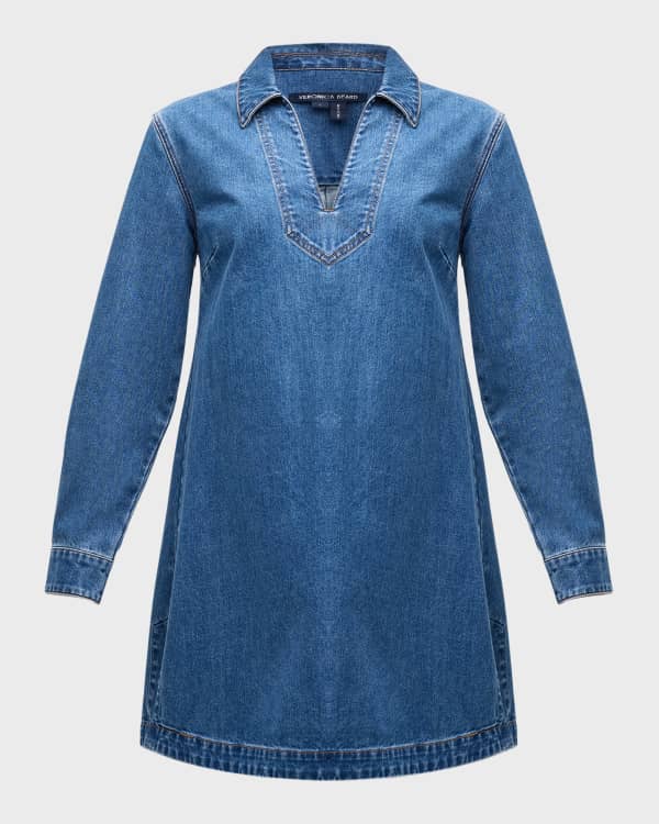 Milly Linen Blend Stretch Denim Apron Dress Neiman Marcus