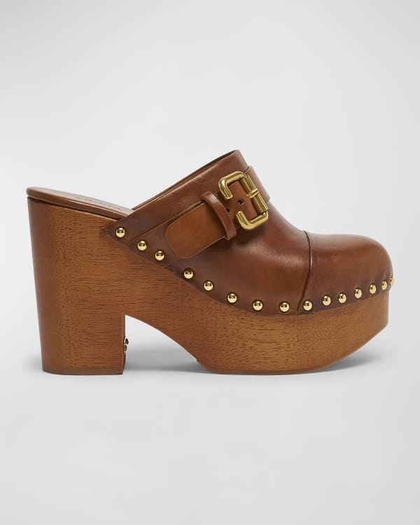 Loewe Terra Leather Chunky Clogs | Neiman Marcus
