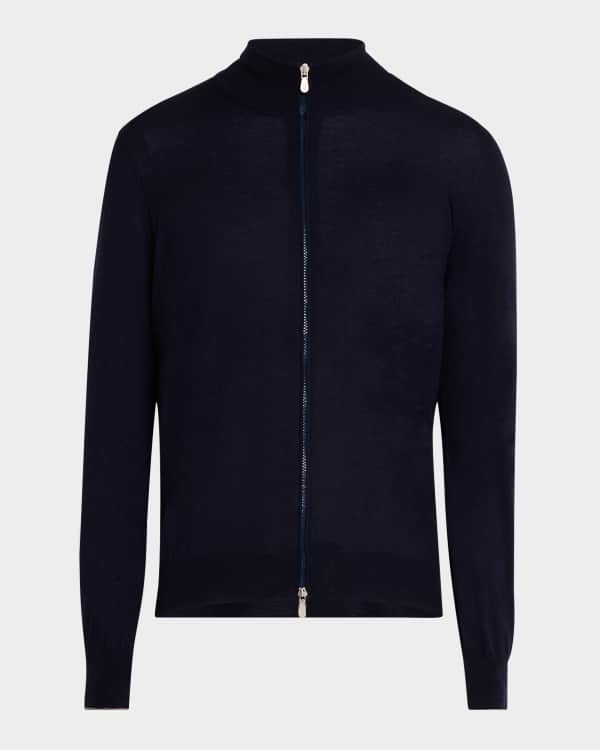 ブルネロクチネリ　ドライバーズニット　フロントジップ　メンズ　大きいサイズ 56 Brunello Cucinelli Men's Cotton Ribbed Full-Zip Sweater