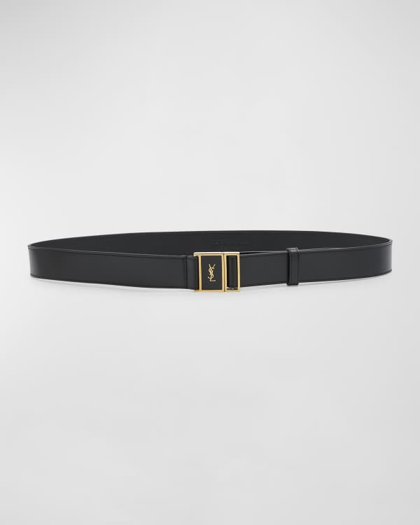 Saint Laurent Motorcycle Calf Leather Belt | Neiman Marcus
