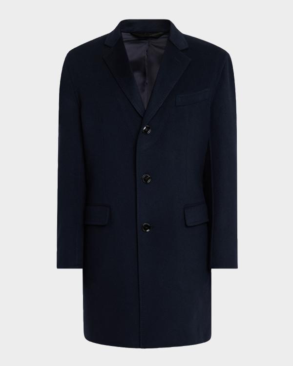 ZEGNA Men's Cashmere and Silk Stripe Twill Top Coat | Neiman Marcus