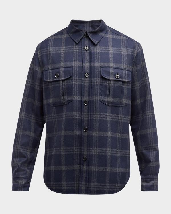 Amiri Men's Tweed Flannel Snap-Front Overshirt | Neiman Marcus