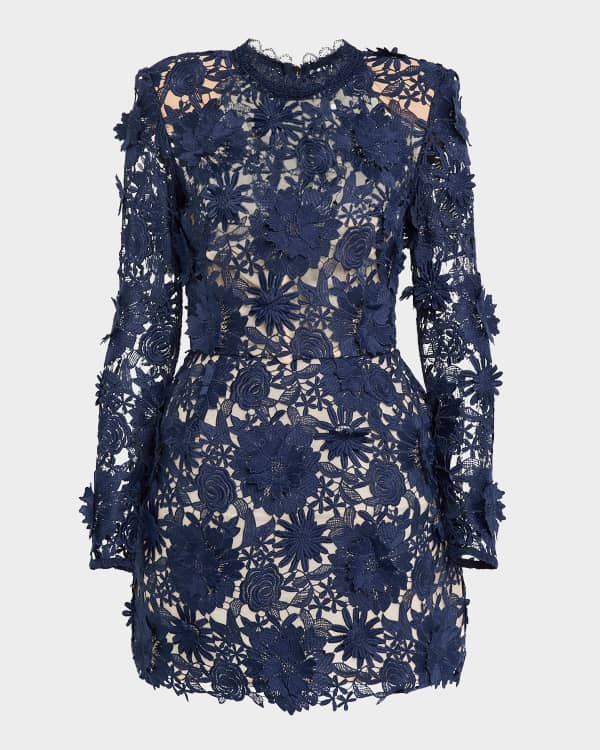 Milly Scottie Sequin Floral-Embroidered Mini Dress | Neiman Marcus