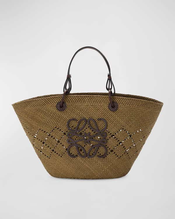 Loewe Shell Basket Bag in Elephant Grass with Leather Handles Neiman Marcus
