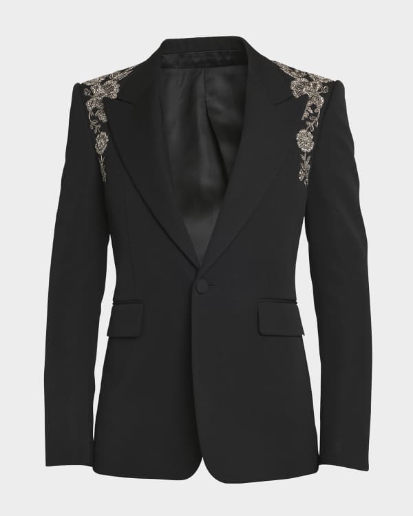 McQueen Men's Embroidered Stardust Tuxedo Jacket | Neiman Marcus McQueen Men's Embroidered Stardust Tuxedo Jacket | Neiman Marcus
