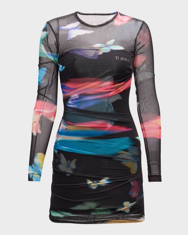 SHO LongSleeve Neoprene Dress w/ Paillettes Neiman Marcus