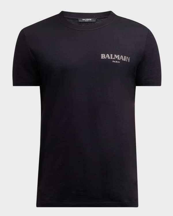 Balmain Men s Flocked Logo T Shirt Neiman Marcus