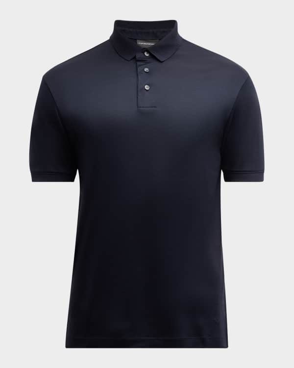 Giorgio Armani Men's Textured Knit Short-Sleeve Quarter-Zip Polo