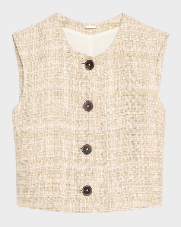 ベスト・ジレ JW ANDERSON Women Vests JO0248PG1717001 White JW Anderson Lace Trim V-Neck Vest | Neiman Marcus