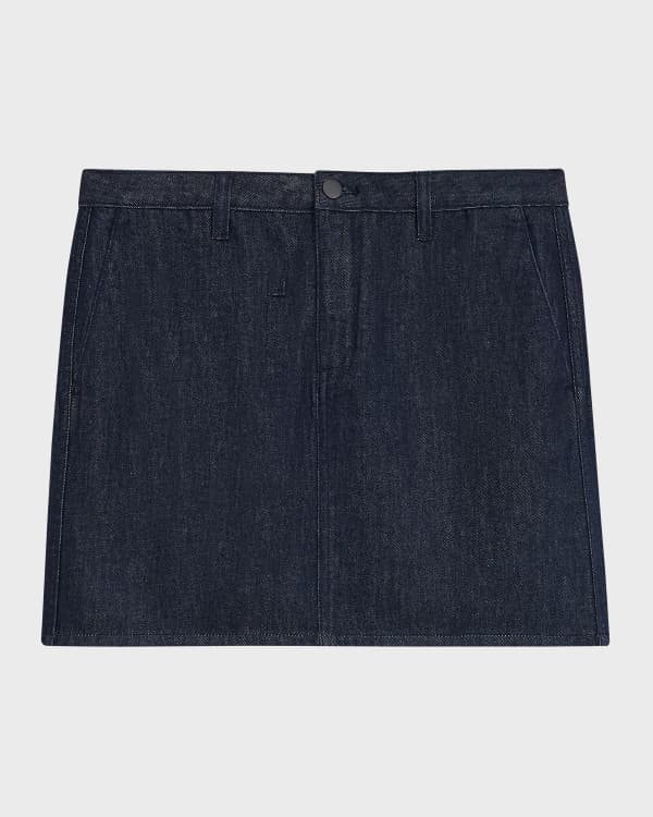 AGOLDE Parker Angled-Hem Denim Mini Skirt | Neiman Marcus