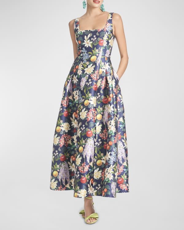 Marchesa Notte Strapless Embroidered Tea Length Dress Neiman Marcus