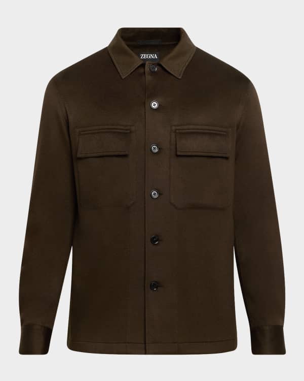 Bottega Veneta Men's Melange Felted Wool-Silk Overshirt