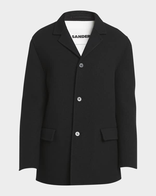 Jil Sander Men s Boiled Wool Peacoat Neiman Marcus