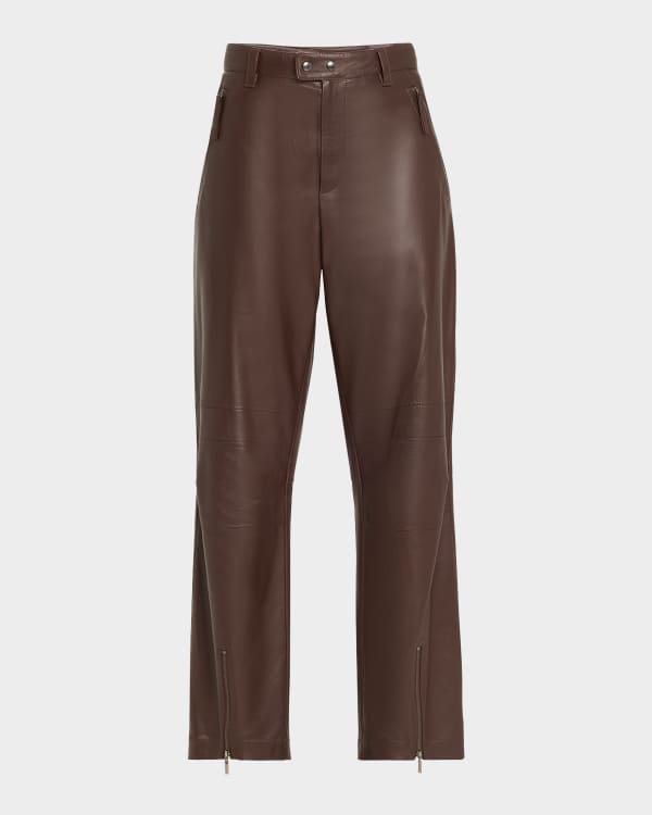 Brunello Cucinelli Pleated Canvas Wool Straight Cigarette