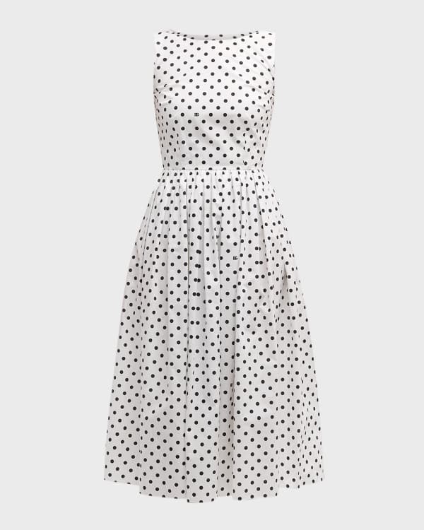 Polka Dot Off The Shoulder V Neck Midi Dress main image 1