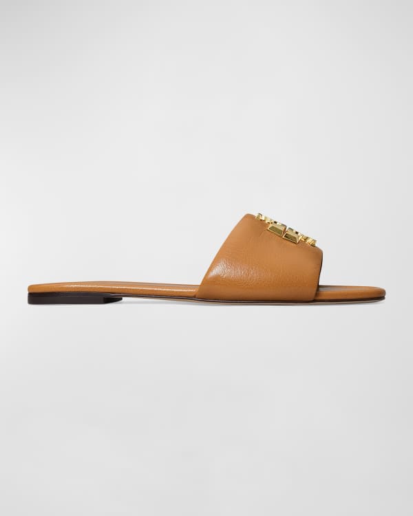 Diane von Furstenberg Brittany Flat Metallic Leather Slide Sandals Neiman Marcus