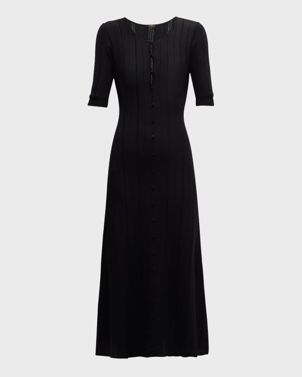 CHRISTOPHER JOHN ROGERS Striped ElbowSleeve Knit Midi Dress Neiman