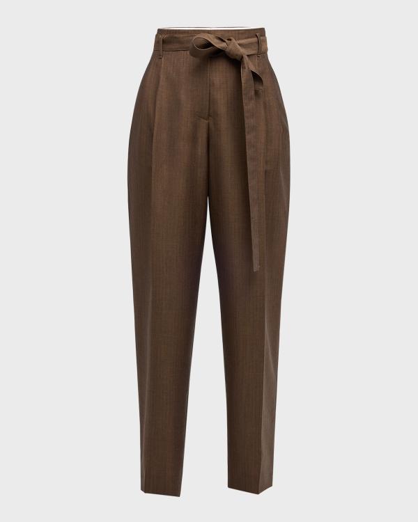 Pantalon The Row 'Lonan' En Laine Beige - Coupe Jambes Larges Style Paperbag - Taille 6 Neuve Avec étiquettes