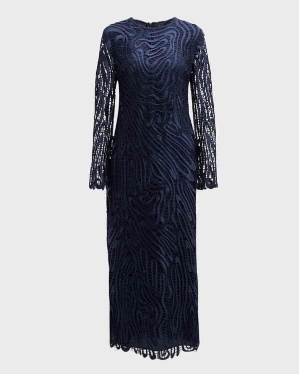 REBECCA VALLANCE Monroe Bicolor Embroidered Midi Dress