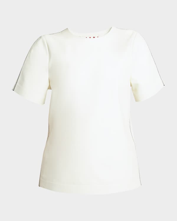 Tシャツ・カットソー JIL SANDER FLOWER CROCHET T-SHIRT Monitaly Men's Crochet Flower T-Shirt in Black With Natural