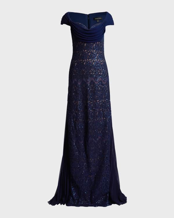 Tadashi Shoji Sleeveless Sequin Floral Burnout Gown Neiman Marcus