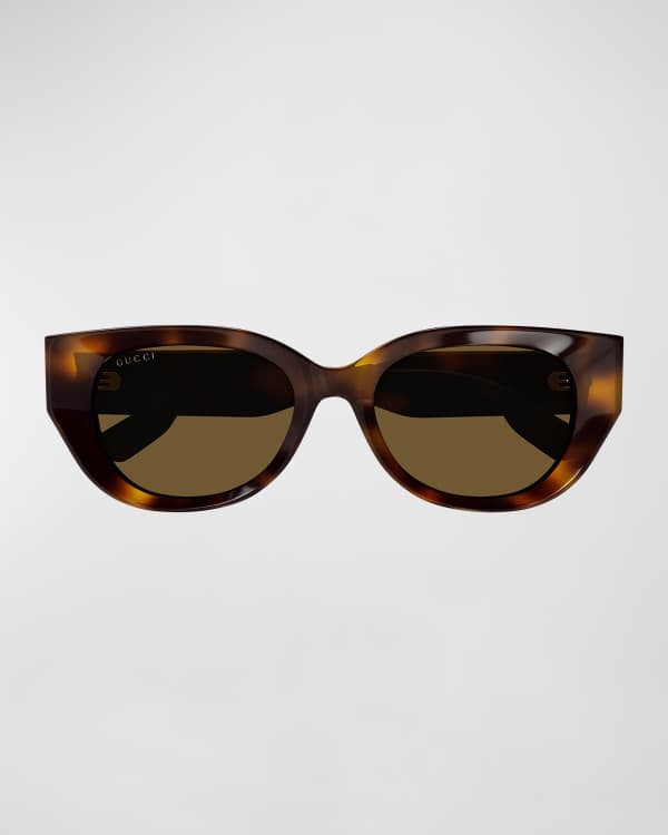 Gucci Beveled Acetate Rectangle Sunglasses | Neiman Marcus