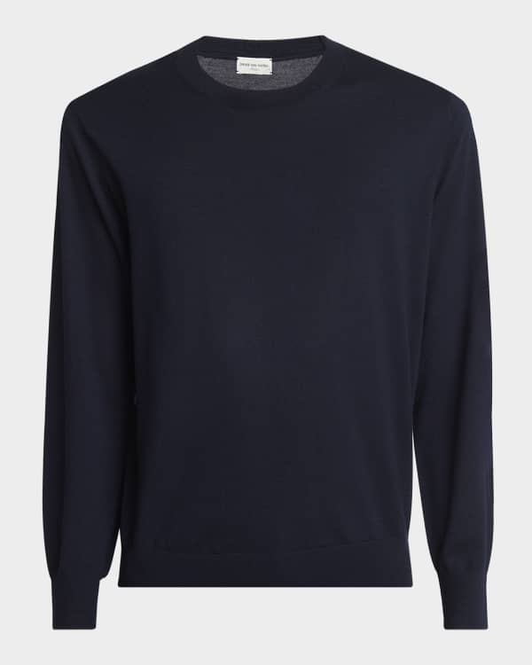 Dries Van Noten Men's Mouche Foliage Knit Crewneck Sweater