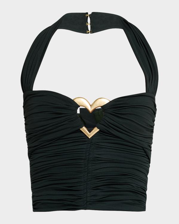OYOANGLE Women's Twist Front Halter Crop Top - Ruched, Sleeveless Y2K Club Going Out Top