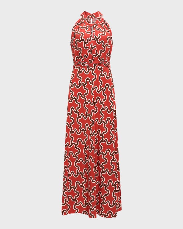 Diane von Furstenberg Adams Snakeskin Print Halter Dress Neiman Marcus