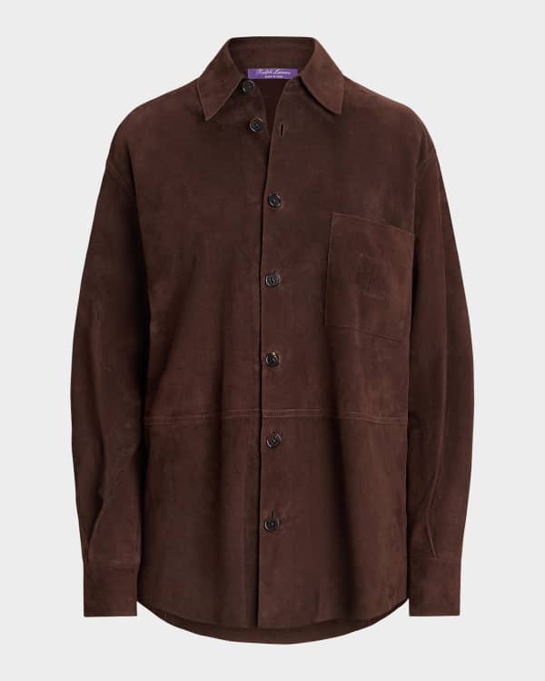 Burberry Luton Leather Shirt Jacket Neiman Marcus