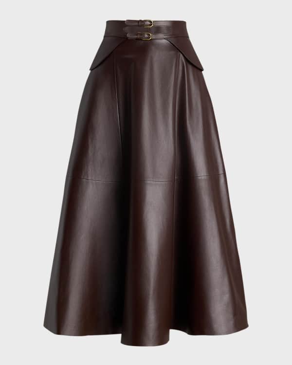 Khaite Francine Zipper Leather Skirt Neiman Marcus
