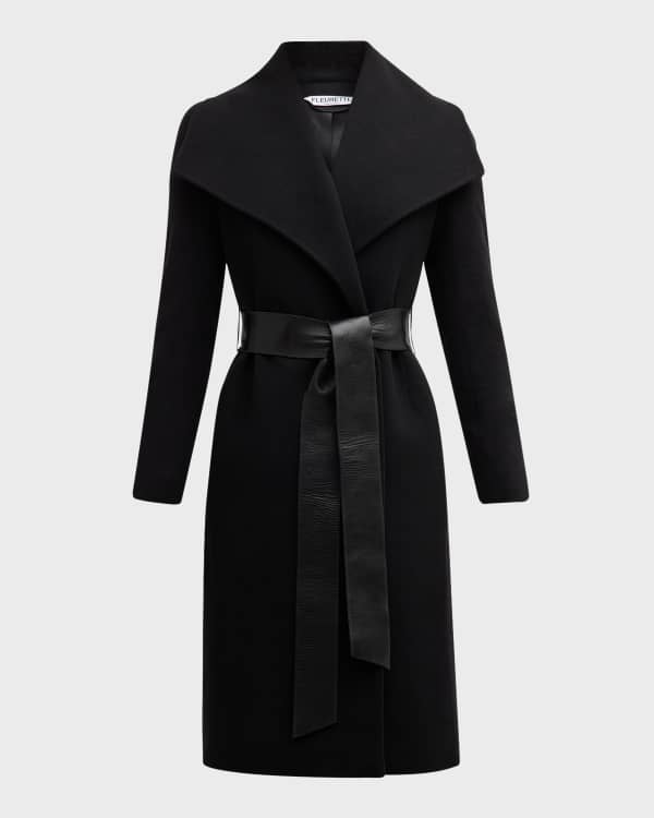 Eileen Fisher Petite Stand-Collar Curly Alpaca Wool Coat
