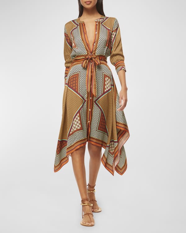 MISA Los Angeles Martina Floral Print Balloon Sleeve Mini Shirtdress Neiman Marcus