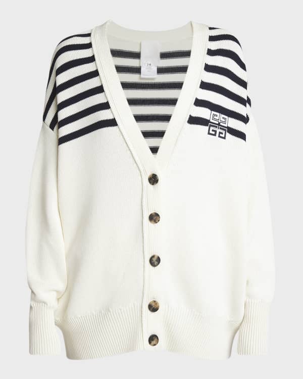Lightweight Stripe Oversized V-neck Cardigan