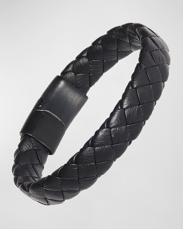McQueen Men's Bicolor Leather Skull Wrap Bracelet | Neiman