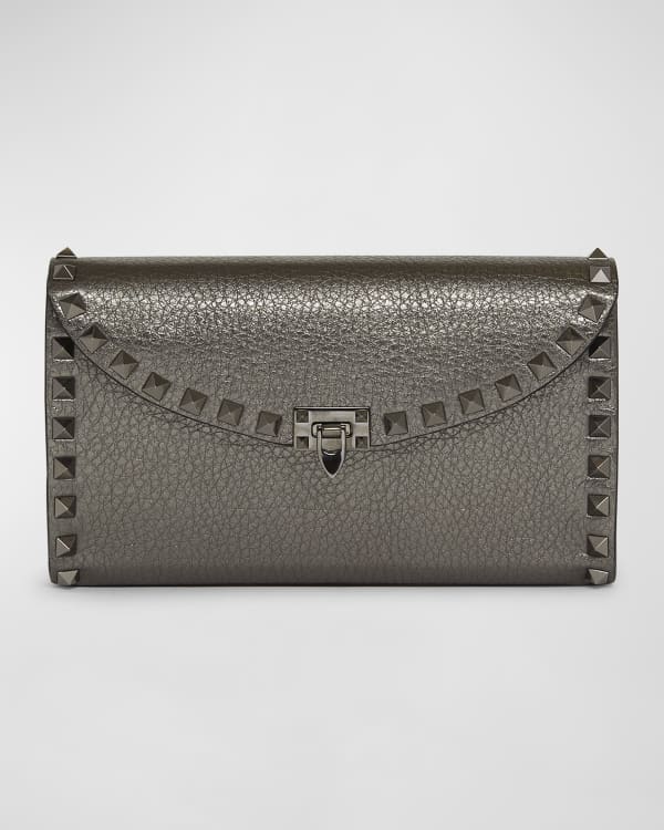 Valentino Garavani Rockstud Small Leather Flap Wallet on a Chain Neiman Marcus