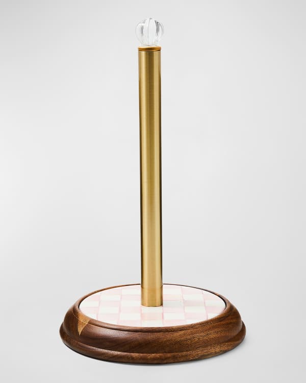 MacKenzie Childs 14 Sterling Check Wooden Paper Towel Holder Neiman Marcus