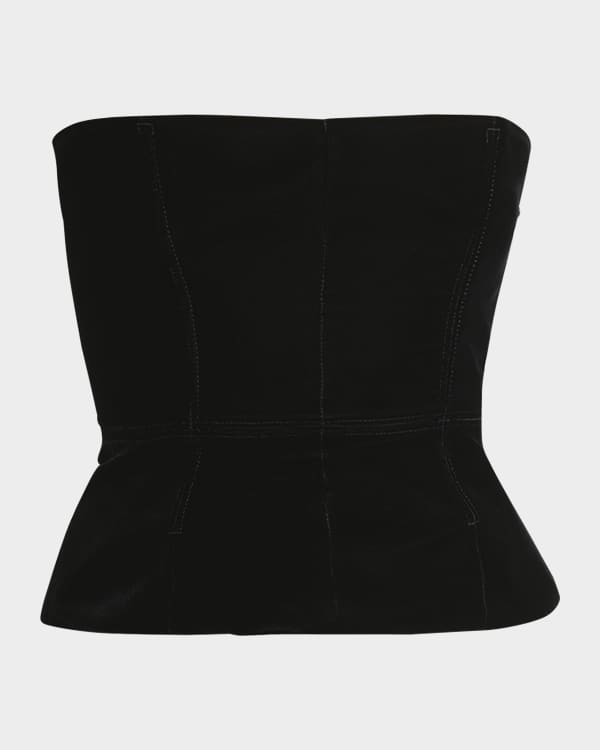 Courreges Square-Neck Satin Top | Neiman Marcus